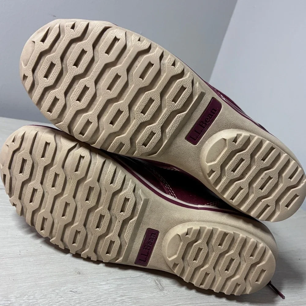 LL Bean Storm Chaser Boots Burgundy Leather Lace Up Duck Boots Womens 7.5